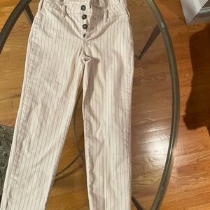 Free People Cream Striped Pants